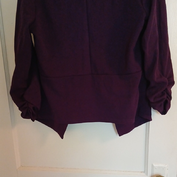 Purple Blazer with Draped Open Front and Textured Fabric - Picture 10 of 13